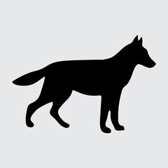 Dog Silhouette, Dog Isolated On White Background