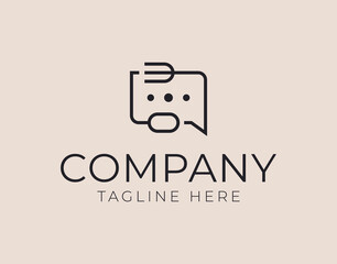 food message talk chat Logo Design Template. Order Food Online Icon Line Art Vector