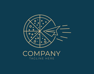 Pizza Food Logo Design Template. Pizza restaurant Icon Line Art Vector