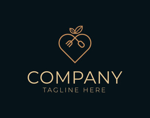 love food Logo Design Template. Restaurant, Food business, Kitchen Icon Line Art Vector