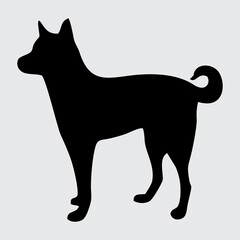 Dog Silhouette, Dog Isolated On White Background