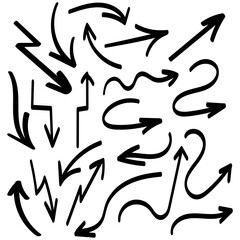 Doodle Arrows set. Set of different arrows for web design.