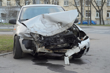 Car destroyed after an accident.