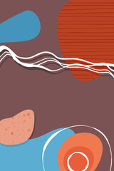 Abstract trendy style shapes and lines composition, contemporary texture background for social media, stories template, decoration, postcard, package or cover design. Vector illustration.