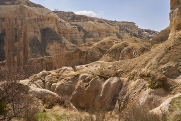 Fototapeta premium Pigeon Valley. The mountains. Cave. Old Antique City. Republic of Turkey