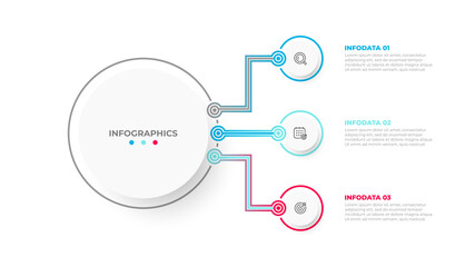 Vector illustration infographic template design with thin line and circles. Business concept with 3 options or steps.
