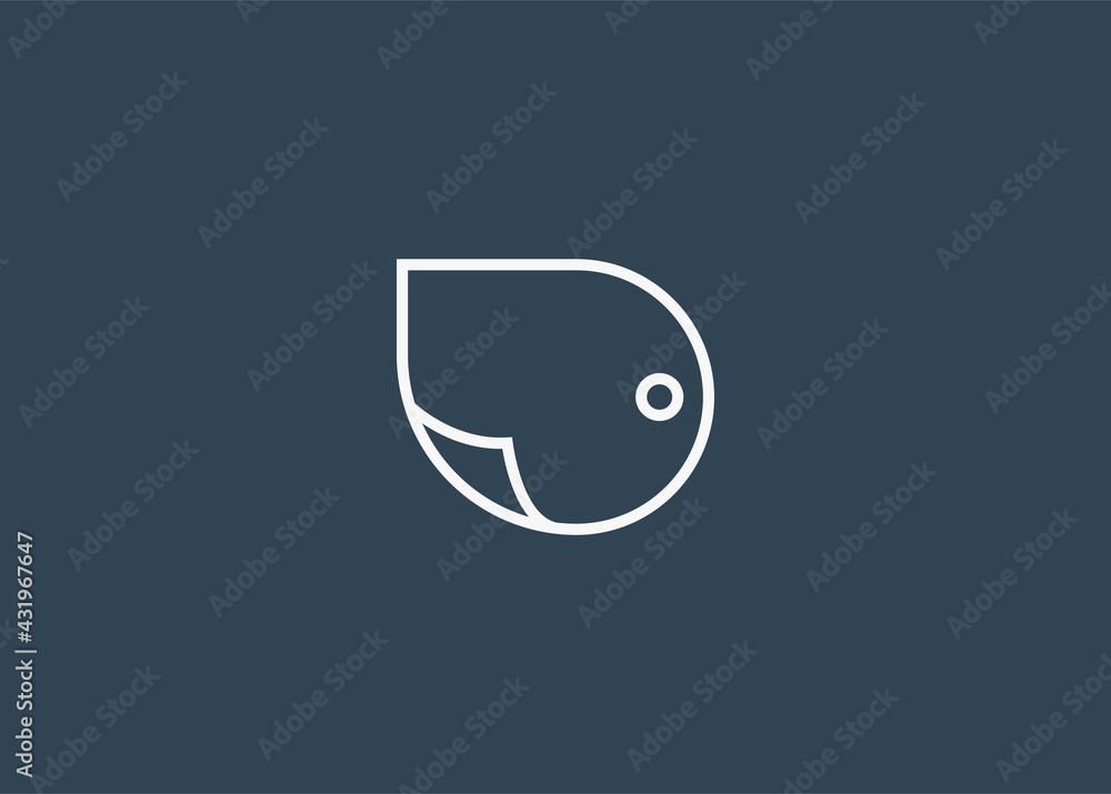 Fototapete d letter initial abstract document logo design template. office, data, administration icon line art 