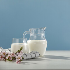 Fresh cold milk and free space for your decoration 