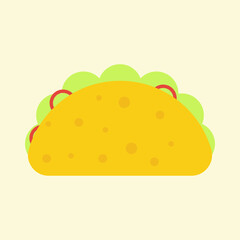 Mexican traditional food logo with tortilla, salad, tomato, beef. Line street fast food symbol illustration. Modern concept for bar, cafe, stall, delivery