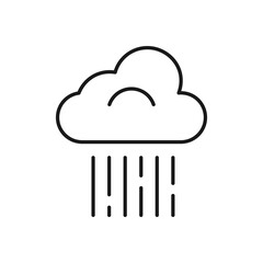 Downpour line icon there is a cloud with vertical rain isolated just on white. Weather icon.