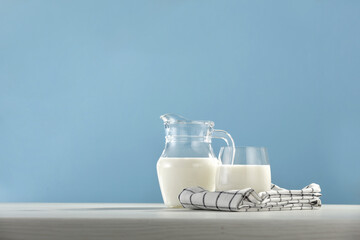 Fresh cold milk and free space for your decoration 