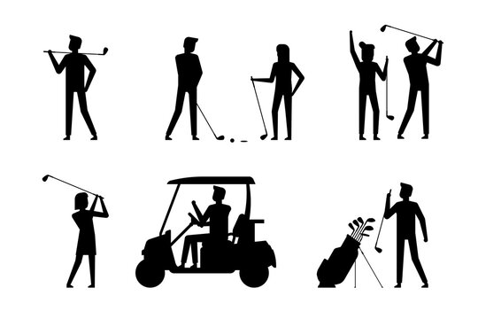 Golf player. Golfer sports equipment. flat style. isolated on white background