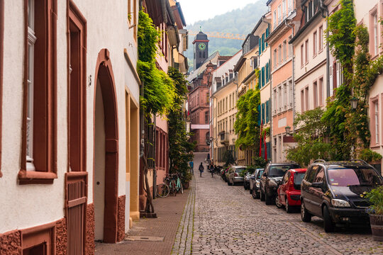 Historic houses by Untere Str. in Heidelberg, Germany