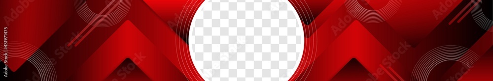 Poster youtube profile banner. social media red dynamic profile header with transparent background. vector 