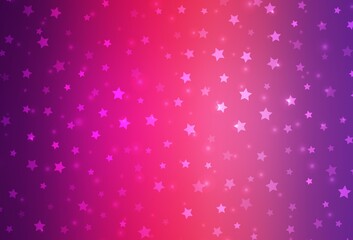 Light Purple, Pink vector template with ice snowflakes, stars.