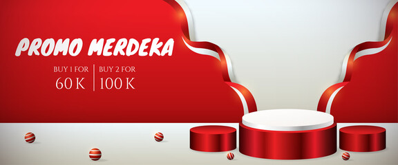 podium display 3d for Indonesia independence day 17th August banner page
