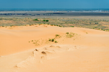 Sand dune dune Sarikum in Dagestan, Russia