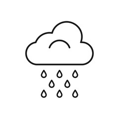 The line icon of rain with a cloud and drops is isolated on a white background. Weather icon. Editable lines.