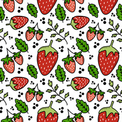 strawberry doddle seamless pattern background