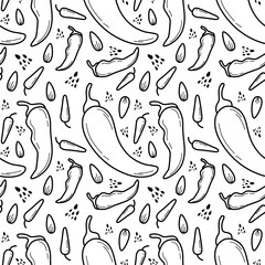 chili line black and white doddle pattern seamless background