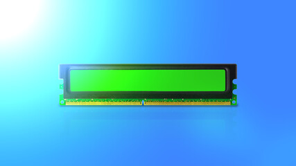 Modules of computer random access memory on a blue background. Side flashing.