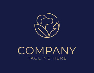 dogs and cats Logo Design Template. Pet shop, pet food Icon Line Art Vector