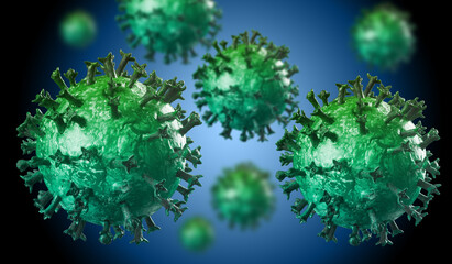 Fototapeta na wymiar Illustration Of Corona Virus In Green Colors