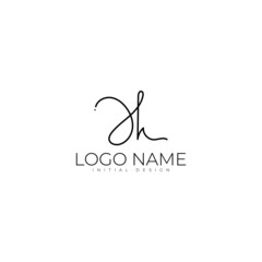 Obraz premium JH or J H initial handwriting logo template. signature logo concept. Hand drawn Calligraphy lettering illustration.