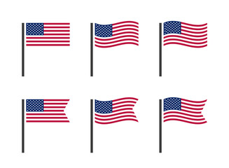 USA flag symbols set, United states of America national flag icons