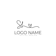 SH S H initial handwriting logo template. signature logo concept. Hand-drawn Calligraphy lettering illustration.