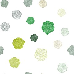 Dark Green, Red vector seamless doodle backdrop with flowers.