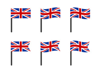 United kingdom flag icons set, national symbol of the Great Britain - Union Jack, UK icons