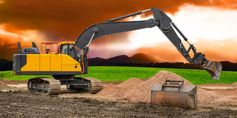 excavator at work on construction site