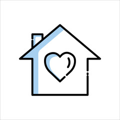 Home icon with heart. charity symbol, donation. Two Tone line colored Design. the icon can be used for application icon, web icon, infographics. Editable stroke. Design template vector