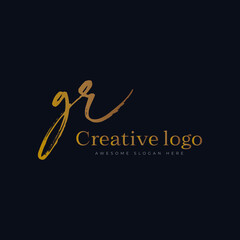 GR G R initial handwriting logo template. signature logo concept. Hand drawn Calligraphy lettering illustration. - obrazy, fototapety, plakaty