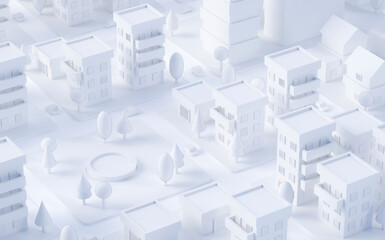 White three dimensional render of pond in city park