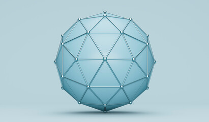 Polyhedron sphere against blue background