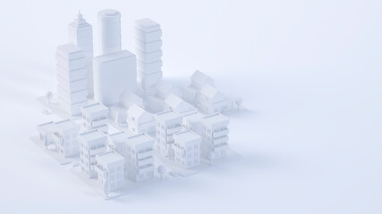 White three dimensional render of city downtown