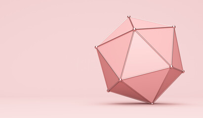Polyhedron shape against pink background