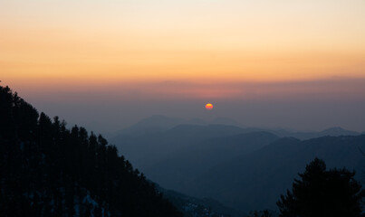 beautiful sunset in the mountains of Mukeshpuri Pakistan