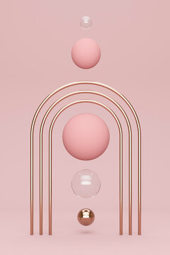 Metal arch against pink background