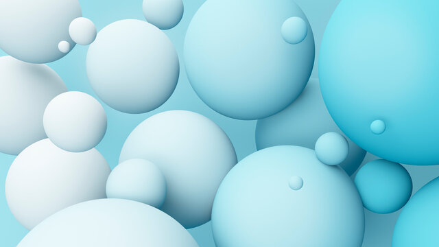 Multiple blue spheres in air