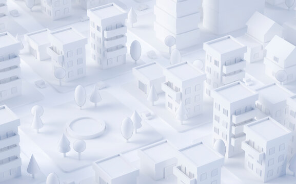 White three dimensional render of pond in city park