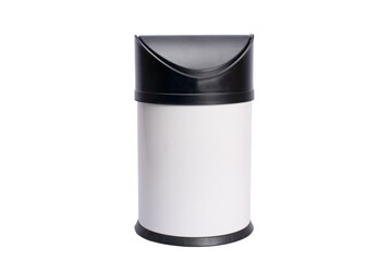 Black and white dustbin on isolated white background