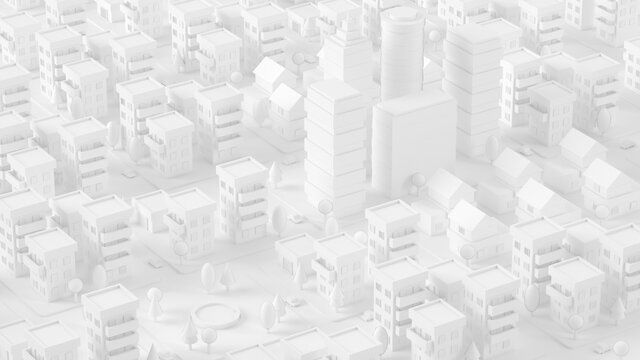 White three dimensional render of city downtown
