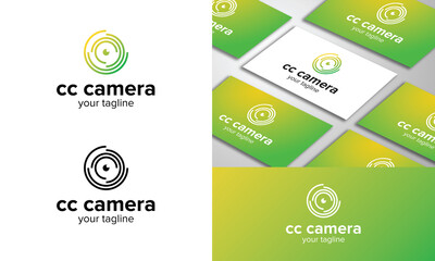 cc camera logo c letter logo design gradient color