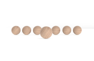 Wooden balls isolated on white background. 3d render.