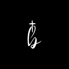 B letter Christian logo design. Black and white handwriting b letter awesome church logo design template