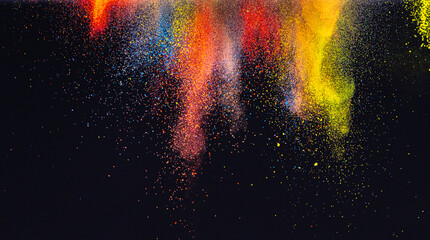 The bright colorful powder explosion
