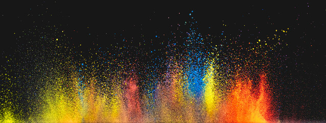 The bright colorful powder explosion
